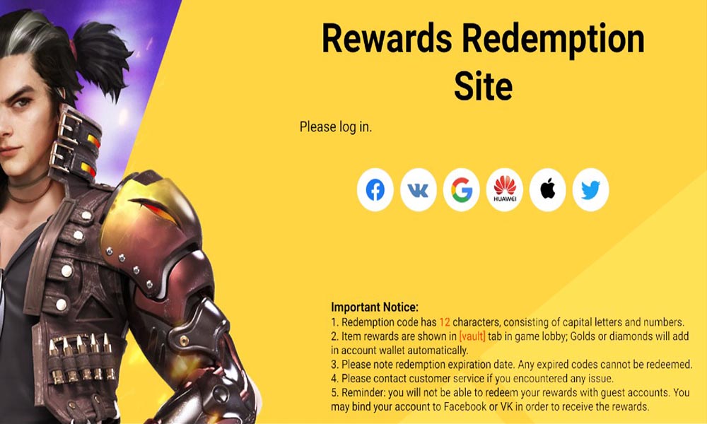 Garena Unlimited Free Fire Redeem Code 